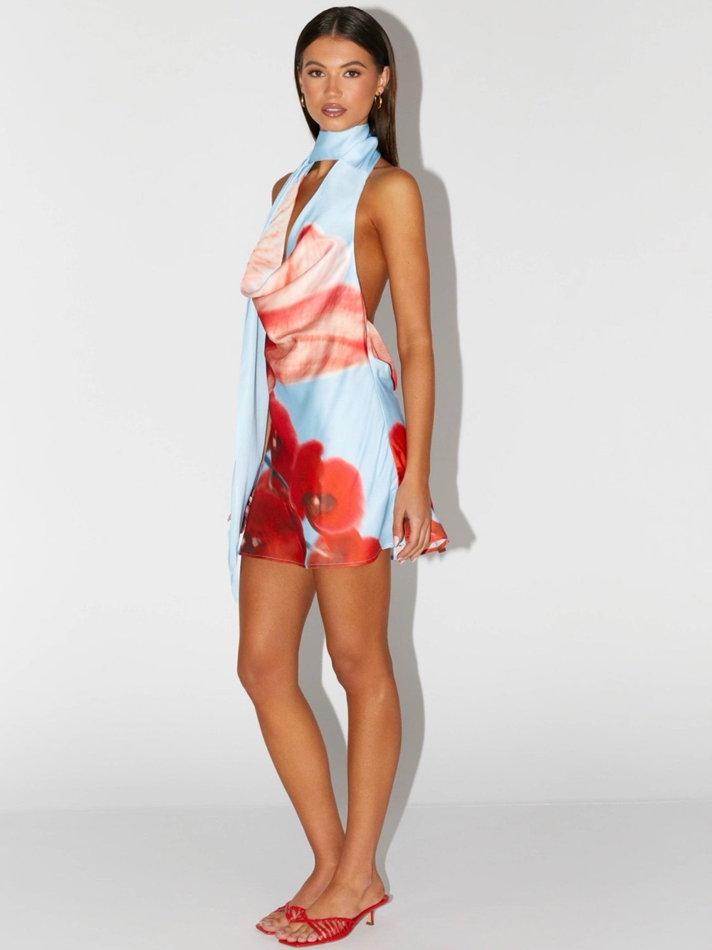 Peppermayo Blue & Red Floral Mini Dress